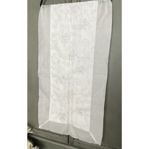 Illuminations Ivory Sequin Beaded Organza Embroidered￼ floral Table Runner